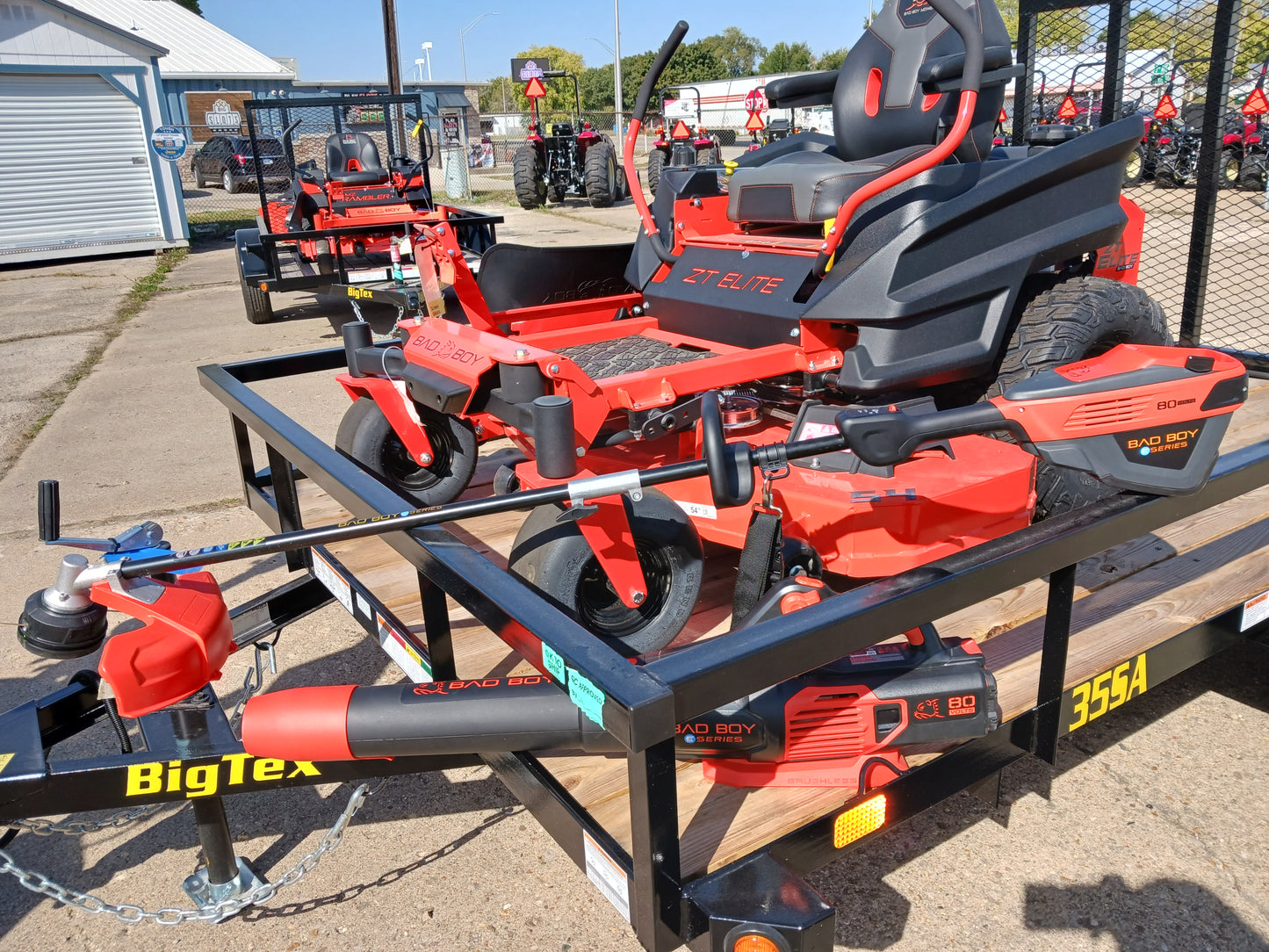 Bad Boy ZT Elite + 6x10 Big Tex Trailer + FREE 80v String Trimmer & Blower