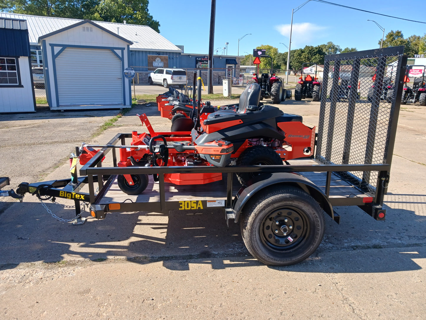 Bad Boy MZ Rambler + 5x8 Big Tex Trailer + FREE 80v String Trimmer