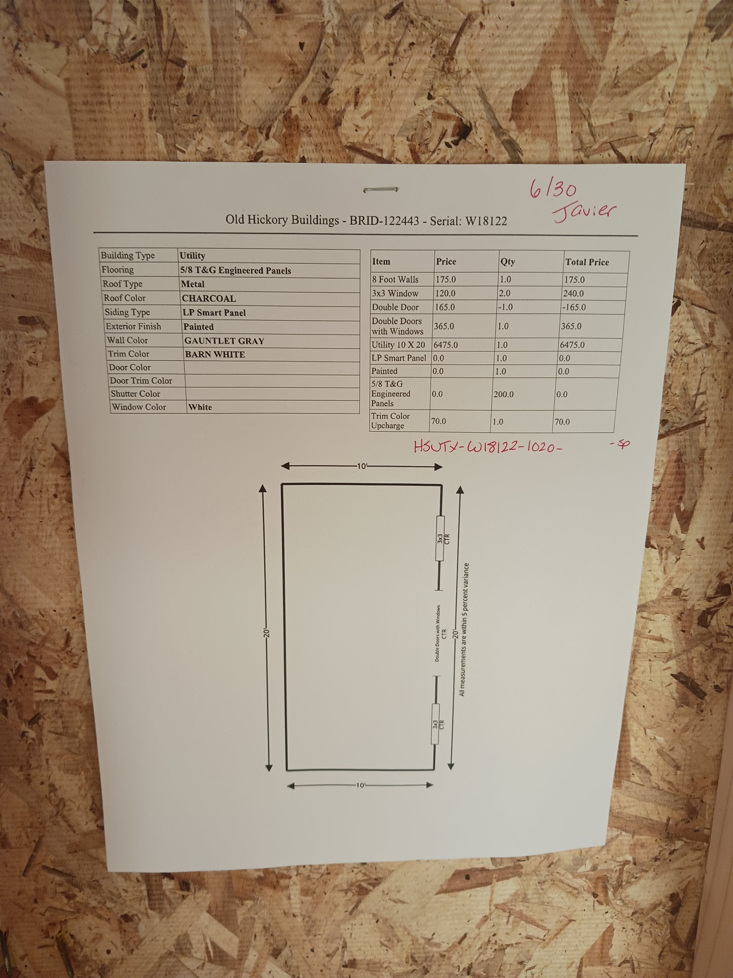 Old Hickory 10x20 Utlity Shed B39