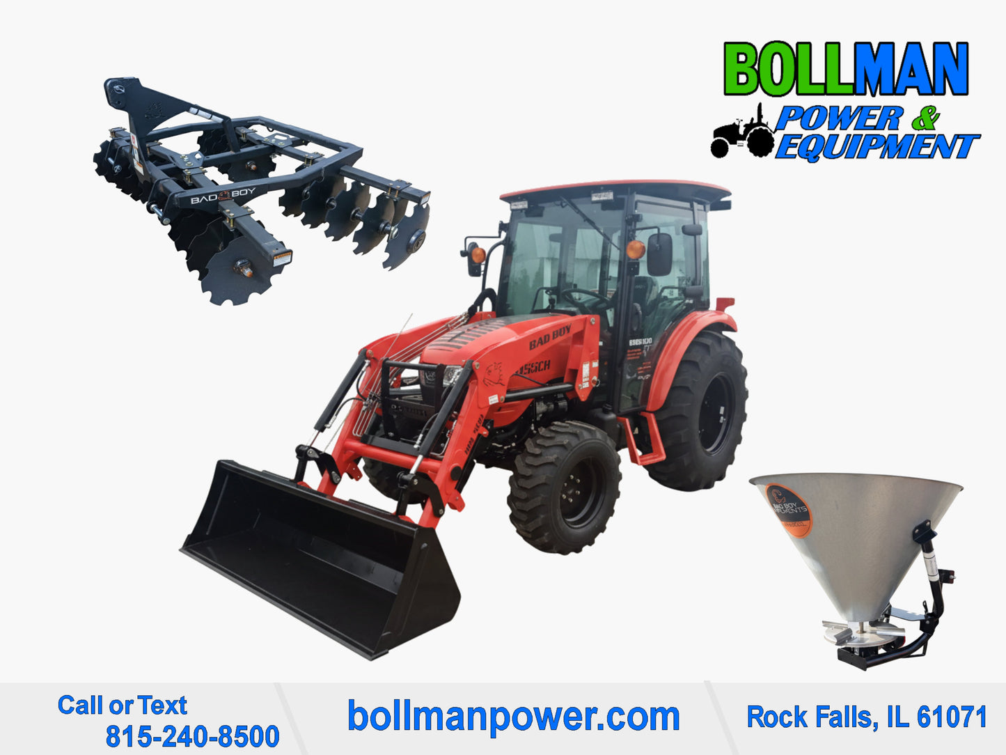 Bad Boy 5055C compact tractor with loader,6' disk, 3pt Spreader at Bollman Power & Equipment in Rock Falls IL