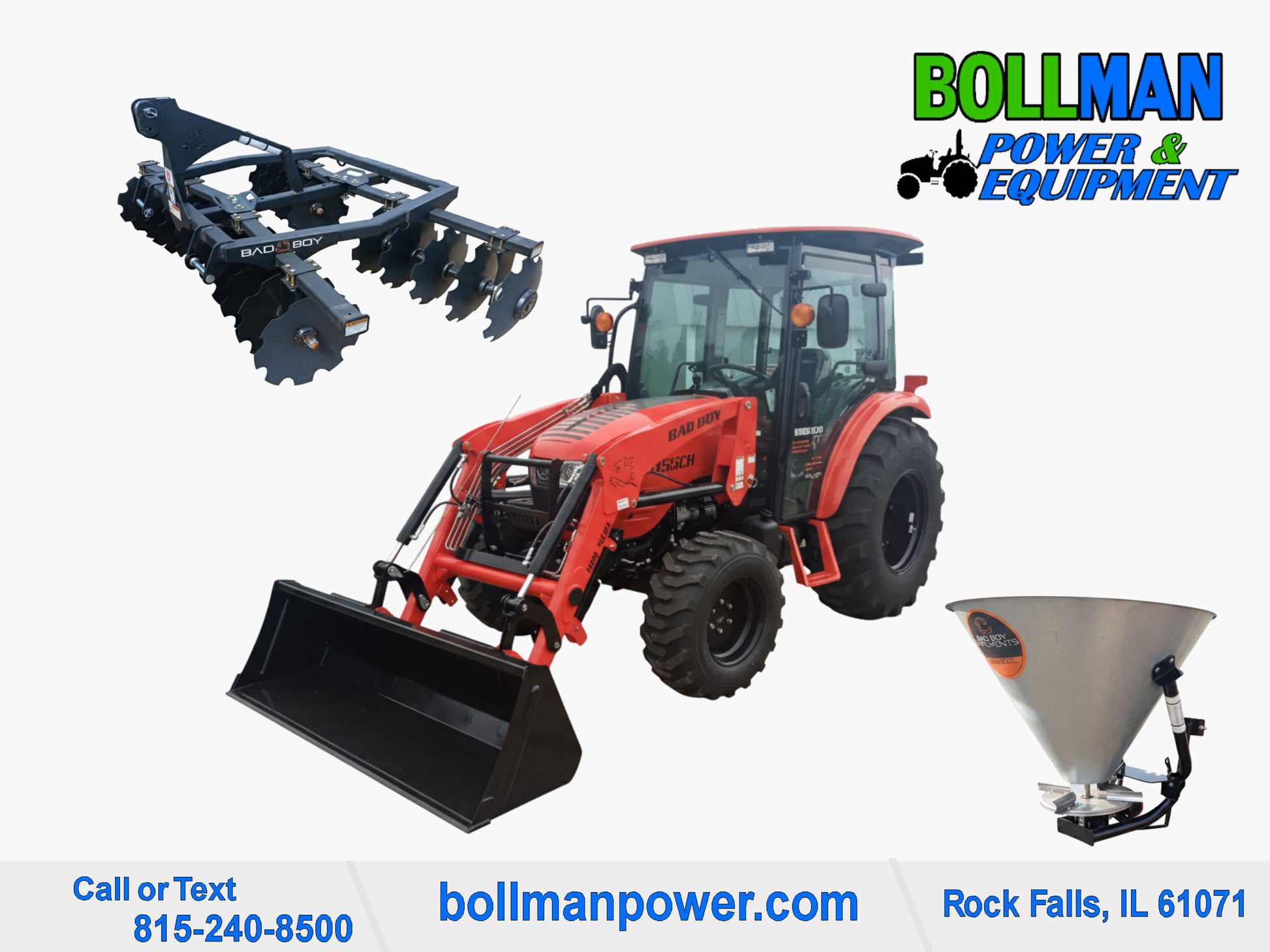 Bad Boy 5055C compact tractor with loader,6' disk, 3pt Spreader at Bollman Power & Equipment in Rock Falls IL