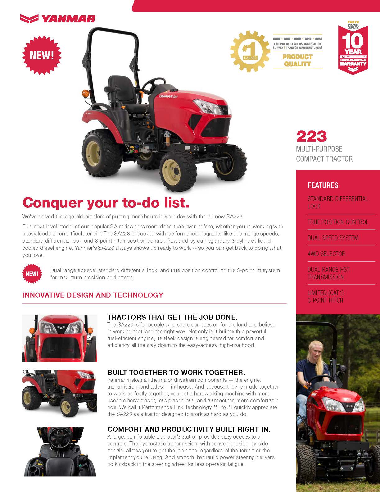 Yanmar SA223 21hp Utility Tractor