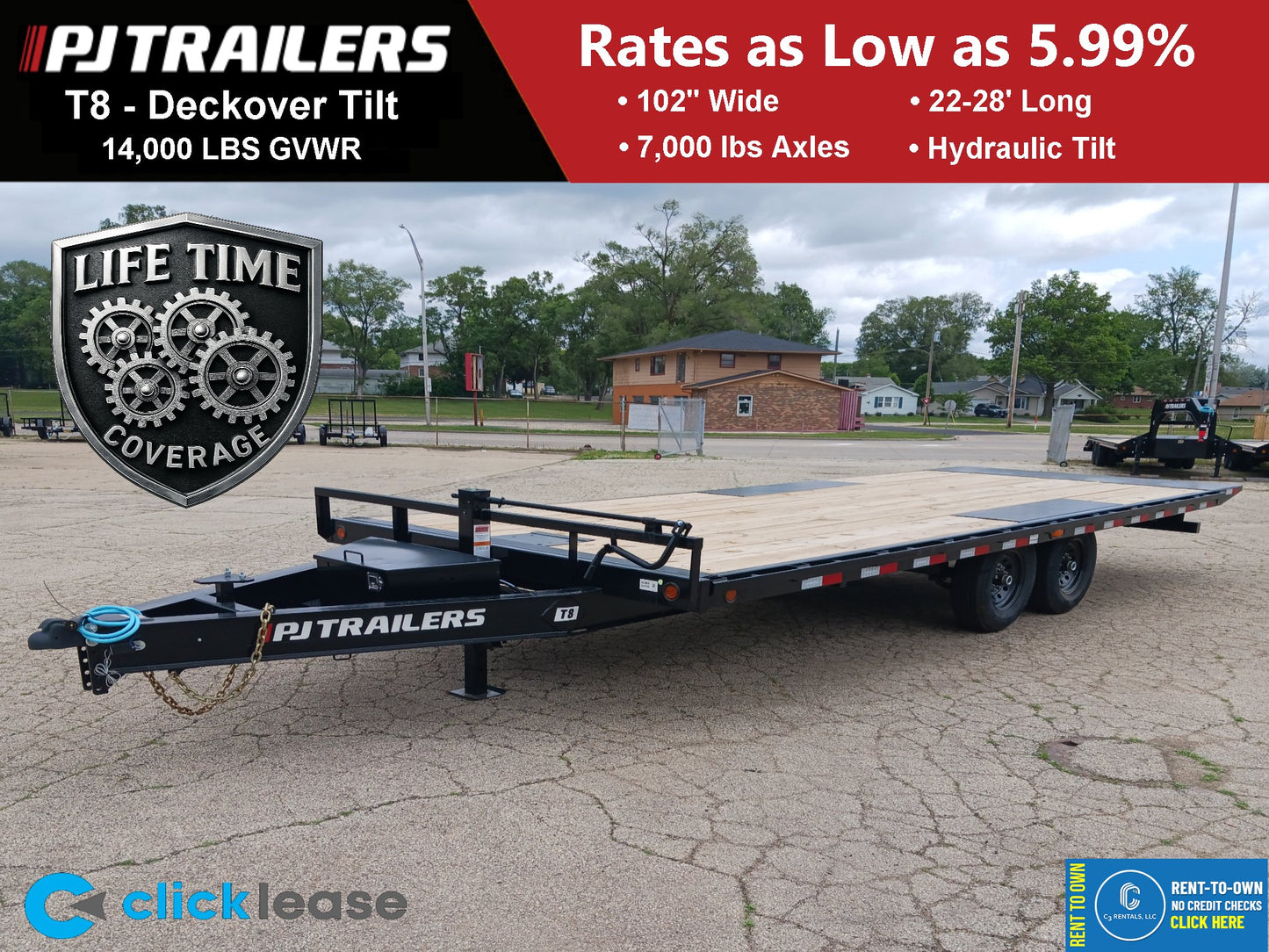 PJ Trailers T8 Deckover Tilt Trailer