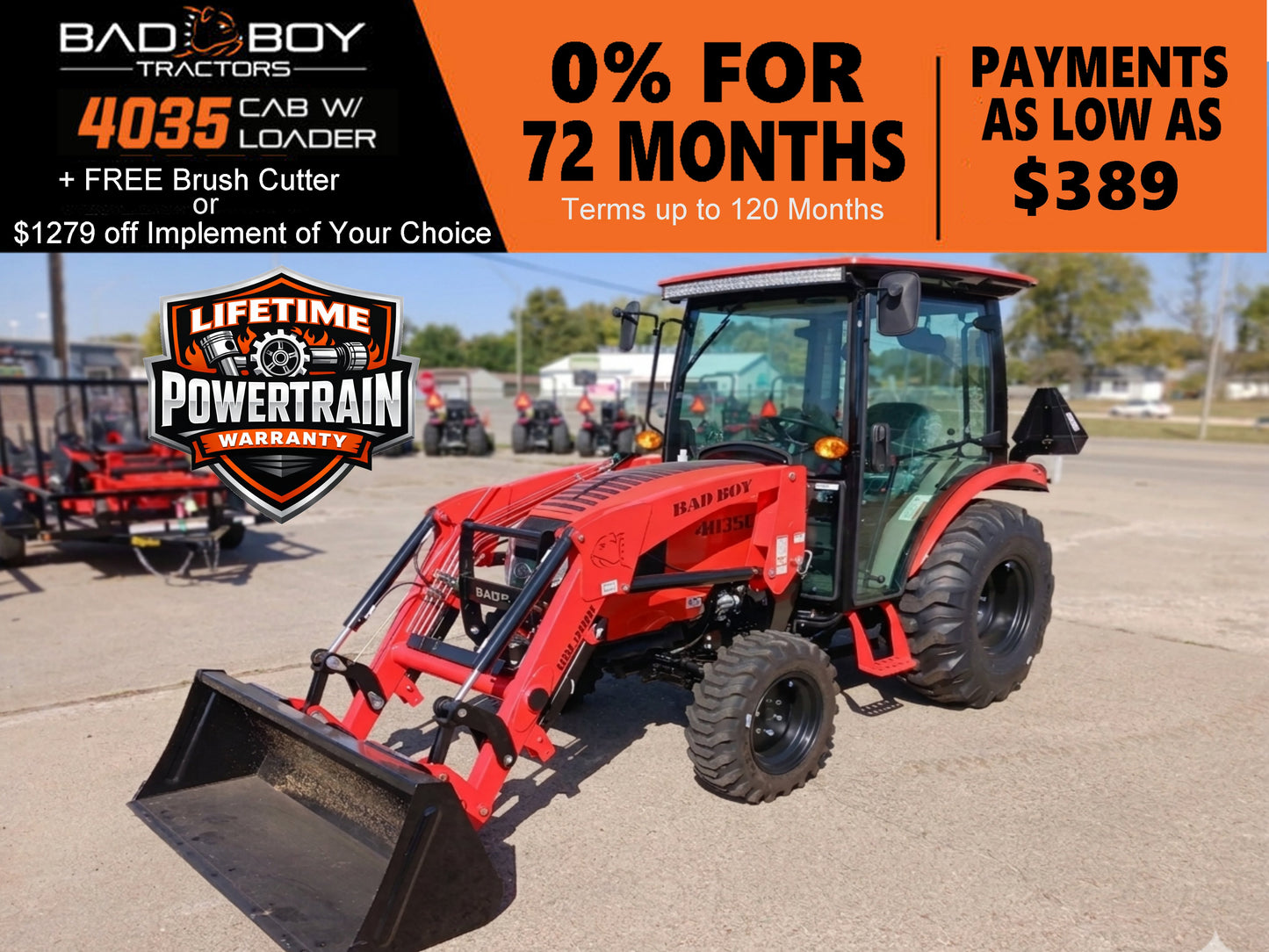 Bad Boy 4035c - 35hp Diesel Cab Tractor w/Loader